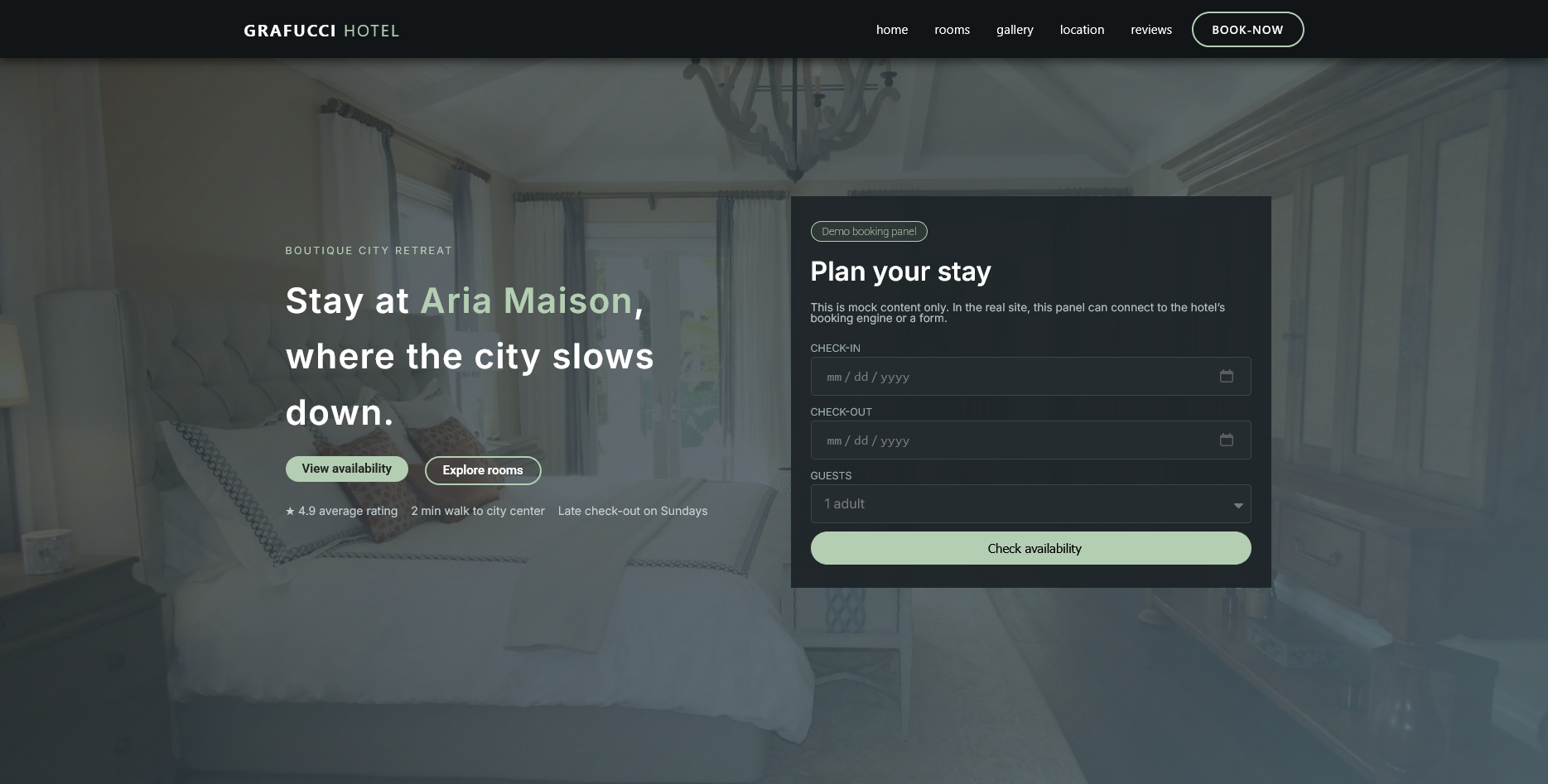 Aria Maison hotel site header