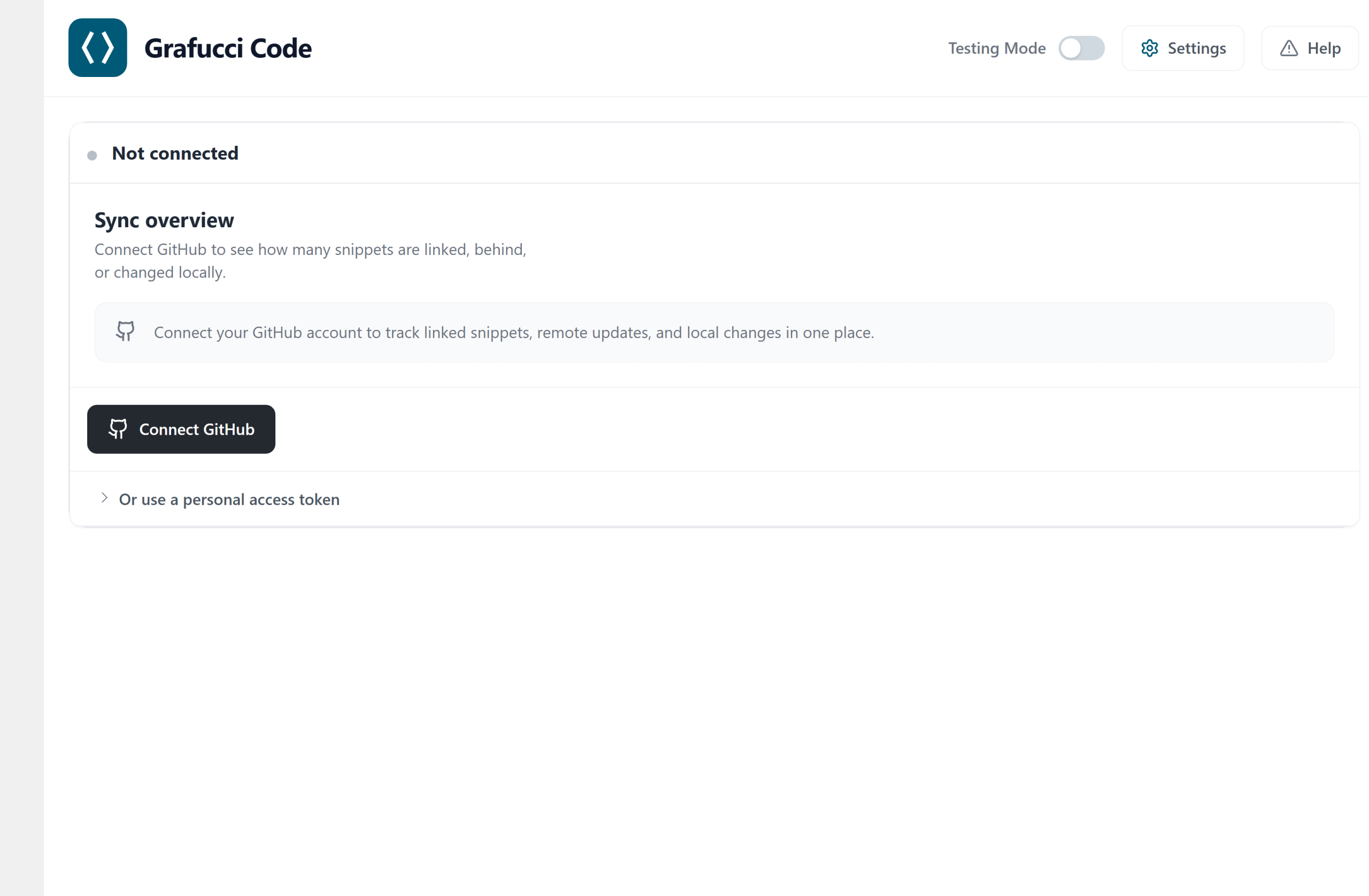 GitHub Sync Connect GitHub screen before linking an account